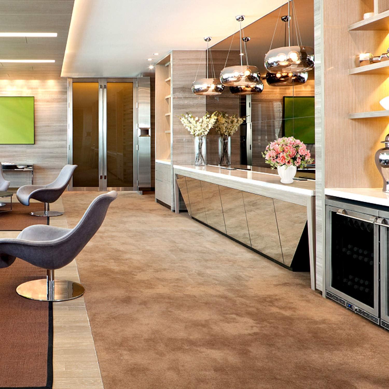 imageFake Gardenia Flowers with Ceramics Vase Silk Flower Arrangements Artificial Flowers in Vase for Homes Offices Dinning Roon Table Kitchen Desktop Decorate Sunset red