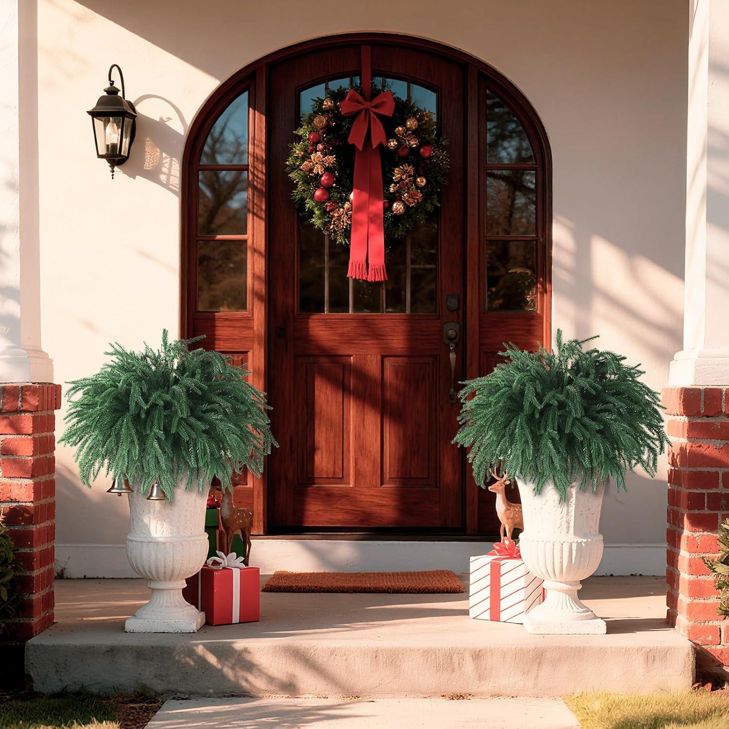 imageHomsunny 10 PCS Christmas Norfolk Pine Stems Real Touch Artificial Pine Branches Faux Christmas Greenery Stems 17quot Fake Pine Branches for Vase DlY Crafts Indoor Outdoor Home Decor