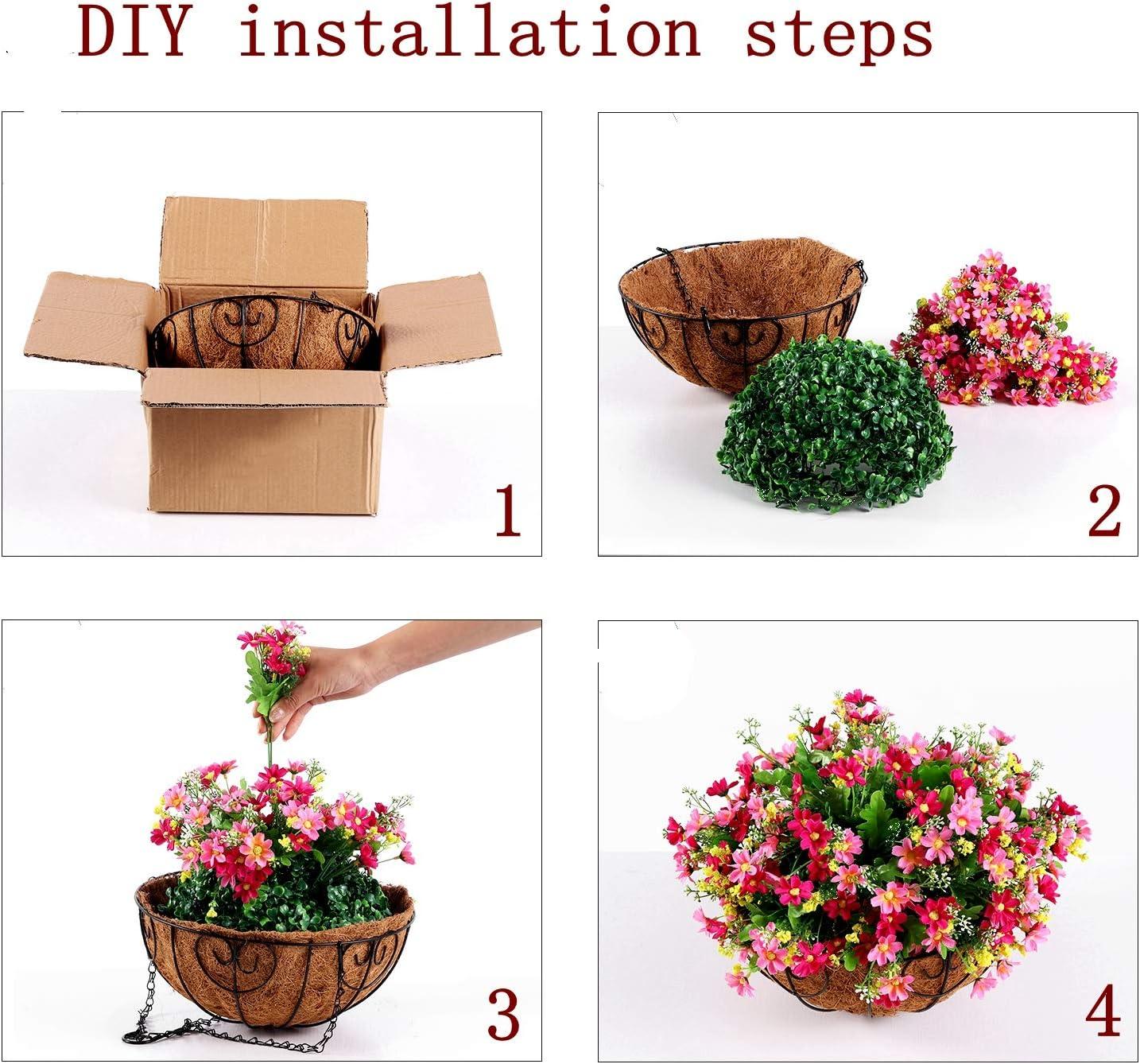 imageHomsunny Artificial Fake Hanging Plants Flowers Basket for Spring Outdoor DecorationFaux Silk Rose Realistic UV Resistant in 12 inch Coconut Lining Baskets for Home Patio DecorPurple White