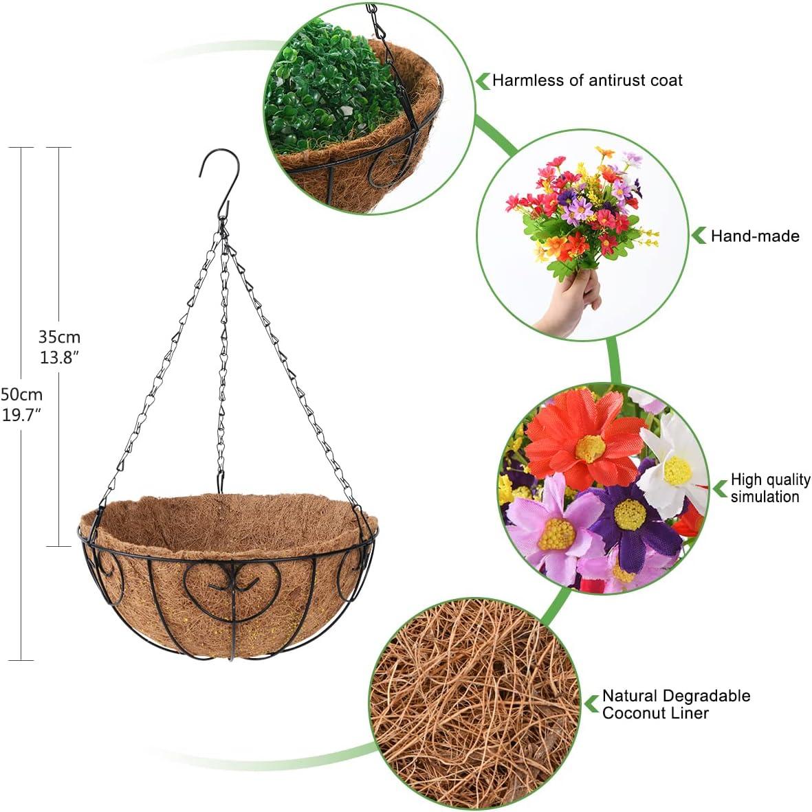 imageHomsunny Artificial Hanging Baskets Flowers Plants Outdoor Porch Spring DecorationFake Silk Flower Daisy Arrangement for Indoor Patio Lawn Garden Home Summer DecorOrangeMix