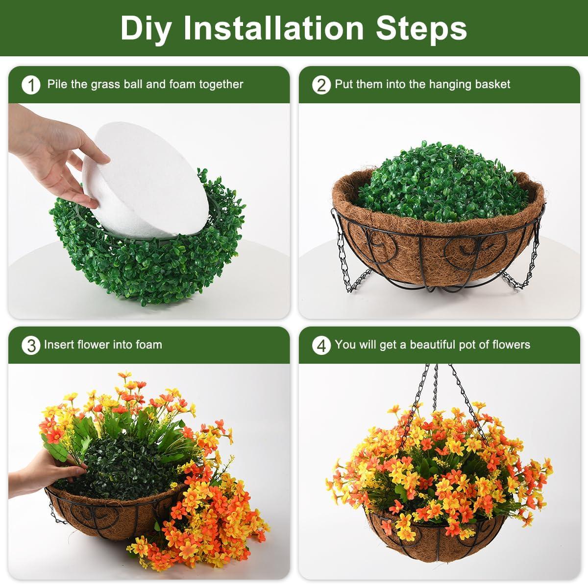 imageHomsunny Artificial Hanging Baskets Flowers Plants Outdoor Porch Spring DecorationFake Silk Flower Daisy Arrangement for Indoor Patio Lawn Garden Home Summer DecorOrangeOrange