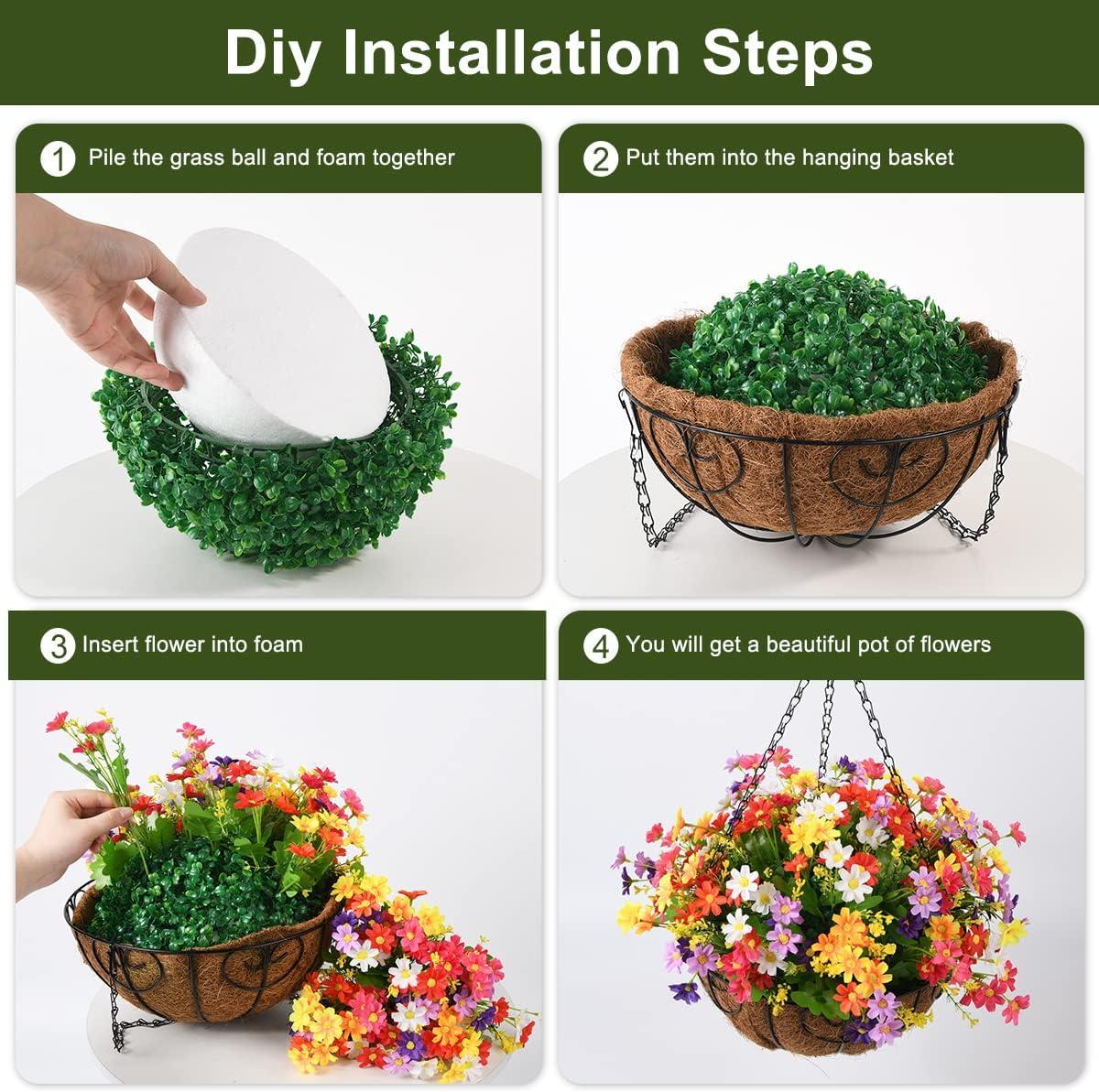 imageHomsunny Artificial Hanging Baskets Flowers Plants Outdoor Porch Spring DecorationFake Silk Flower Daisy Arrangement for Indoor Patio Lawn Garden Home Summer DecorOrangeMix