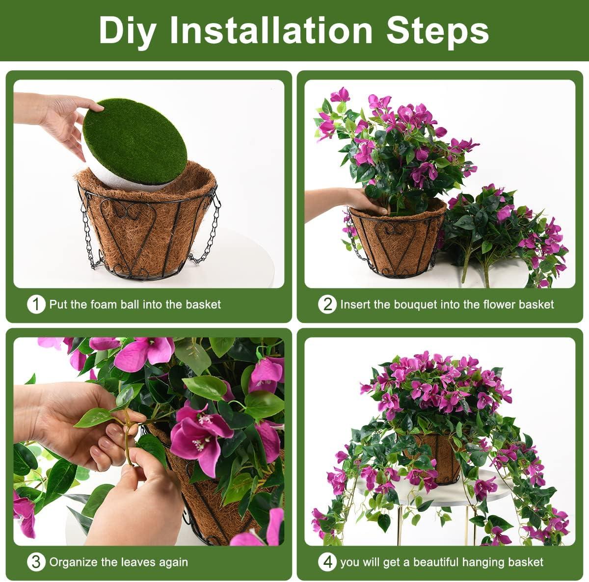 imageHomsunny Artificial Hanging Flowers Plants Basket for Outdoor Decoration4 PCS Faux Silk Bougainvillea Vine Flowers Look Real UV Resistant for Outside Porch Patio Yard Garden Decor PurplePurple