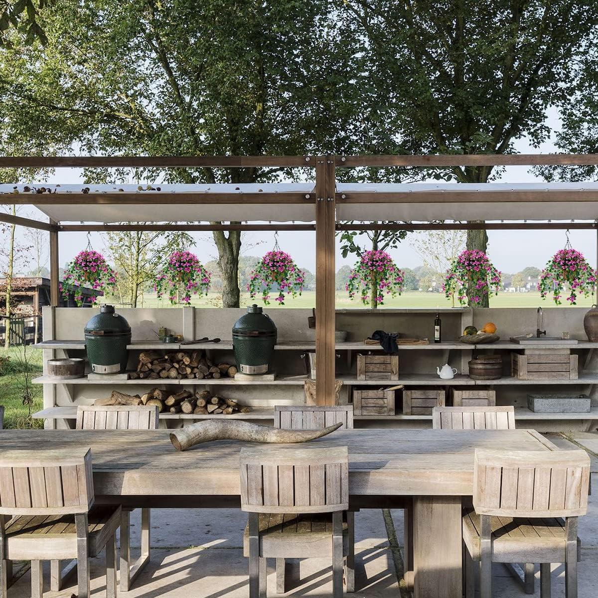 imageHomsunny Artificial Hanging Flowers Plants Basket for Outdoor Decoration4 PCS Faux Silk Bougainvillea Vine Flowers Look Real UV Resistant for Outside Porch Patio Yard Garden Decor PurplePurple