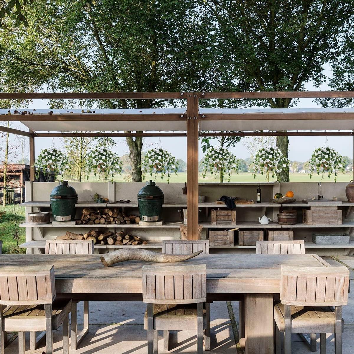 imageHomsunny Artificial Hanging Flowers Plants Basket for Outdoor Decoration4 PCS Faux Silk Bougainvillea Vine Flowers Look Real UV Resistant for Outside Porch Patio Yard Garden Decor PurpleWhite