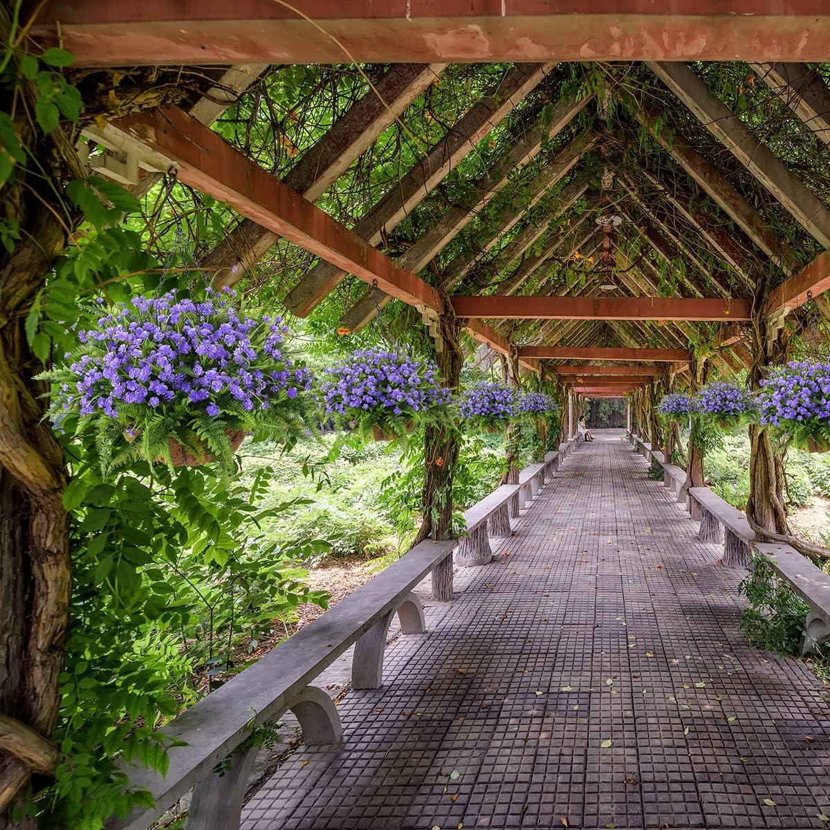 imageHomsunny Artificial Hanging Flowers in Basket Outdoor Indoor Patio Lawn Garden Decor UV Resistant Rose Eucalyptus Plants with 12inch Coconut Lining Chain FlowerpotPurple