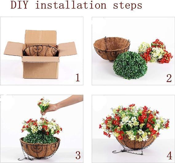 imageHomsunny Artificial Hanging Flowers in BasketFake Daisy Plants Arrangement12inch Coconut Lining Basket Hanging PlantOutdoor Indoor Patio Lawn Garden Porch Summer DecorWhite Light red