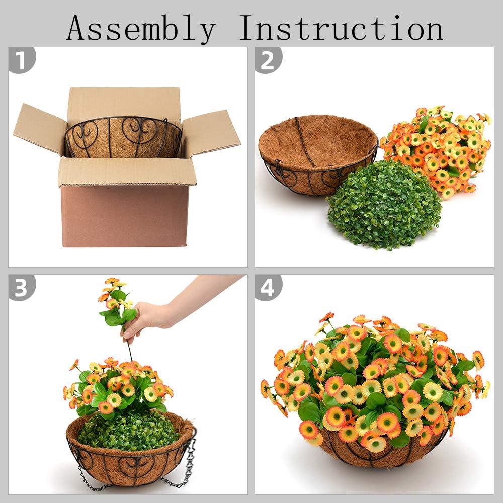 imageHomsunny Fall Artificial Chrysanthemum Flowers in Basket SilkMaking with 12 inch Flowerpot CenterpiecesFake Hanging Plants in Coconut Lining for Outdoors Indoors Courtyard Decor Yellow