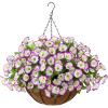 imageArtificial Fake Hanging Flowers Plants Baskets for Outdoor Spring Decoration Faux Silk UV Resistant Look Real Morning Glory Arrangement for Porch Patio Garden Deck Home Summary DecorOrange YellowZ Light Purple