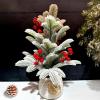 imageArtificial Mini Christmas Tree Tabletop Xmas Decorations14 Inch Small Cedar Tree with Red Berry Ornaments for Table Top Office Desk Classroom Room Party Holiday Christmas Decor White Pot
