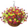 imageHomsunny Artificial Hanging Flowers for Outdoors Spring DecorationFaux Silk ChrysanthemumHanging Planters in 12 inch Coconut Lining Basket for Home Outside Porch Decor