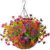 imageHomsunny Artificial Hanging Flowers for Outdoors Summer DecorationFaux Mums Silk ChrysanthemumHanging Planters in 12 inch Coconut Lining Basket for Home Outside Porch Decor