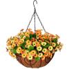 imageHomsunny Fall Artificial Chrysanthemum Flowers in Basket SilkMaking with 12 inch Flowerpot CenterpiecesFake Hanging Plants in Coconut Lining for Outdoors Indoors Courtyard Decor Yellow
