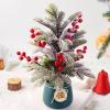 imageSmall Artificial Mini Tabletop Christmas Tree Xmas Decorations14 Inch Cedar Tree with Red Berry Ornaments for Table Top Office Desk Classroom Room Home Winter Holiday Decor Green Pot