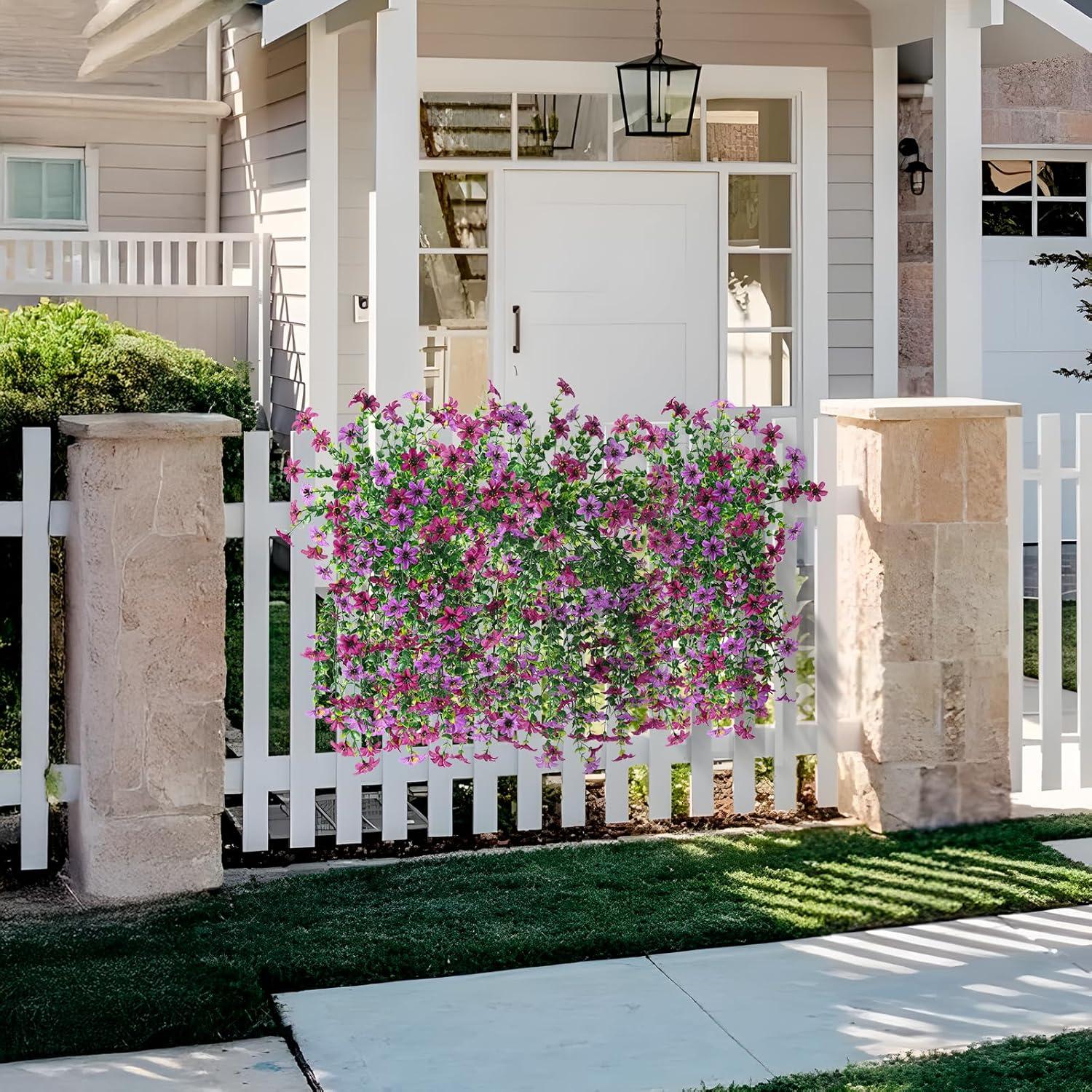 image:imageArtificial Hanging Flowers Plants for Outdoor Spring Decoration 2 PCS Fake Silk Daisy Flower Planter UV Resistant Look Real for Outside Patio Porch Home Summer Decor PurpleMix Purple