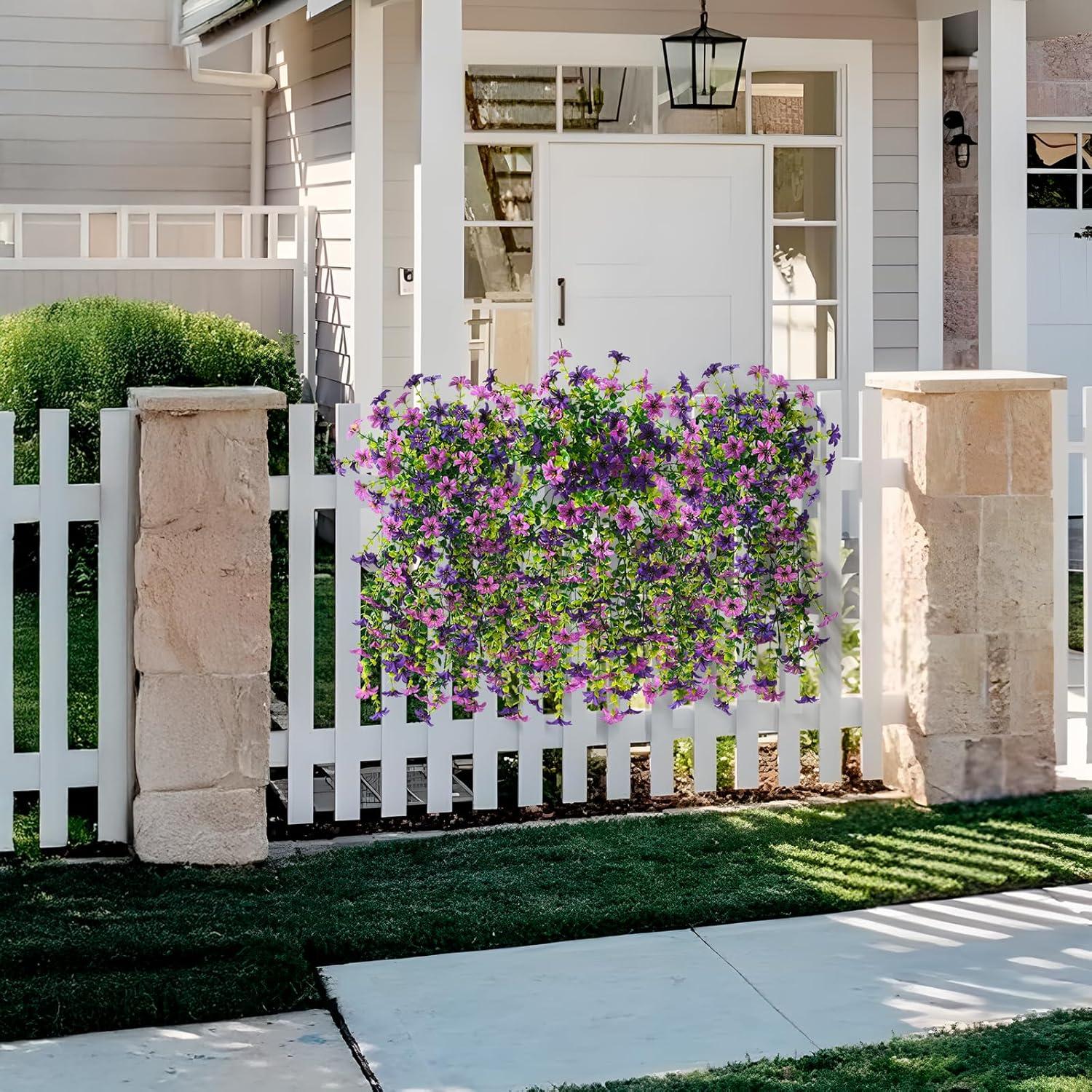 image:imageArtificial Hanging Flowers Plants for Outdoor Spring Decoration 2 PCS Fake Silk Daisy Flower Planter UV Resistant Look Real for Outside Patio Porch Home Summer Decor PurpleDouble Purple