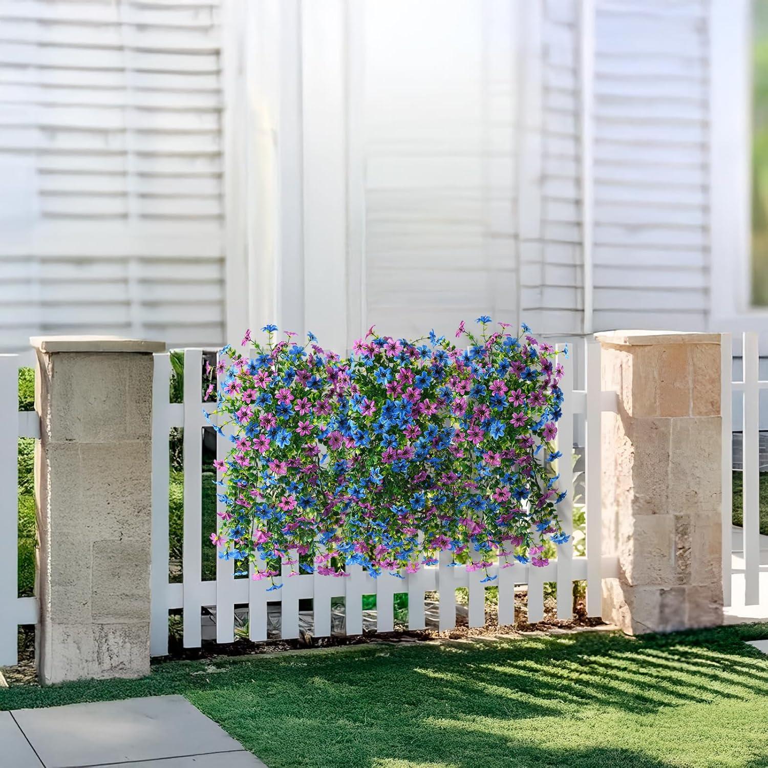 image:imageArtificial Hanging Flowers Plants for Outdoor Spring Decoration 2 PCS Fake Silk Daisy Flower Planter UV Resistant Look Real for Outside Patio Porch Home Summer Decor PurplePurple Blue