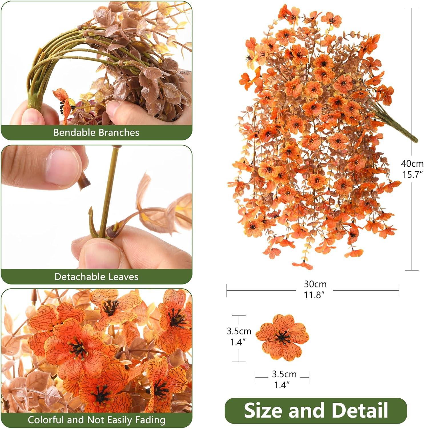 image:imageArtificial Faux Flowers Plants for Outdoor Spring Summer Decoration 2 PCS Fake Silk Daisy Flowers No Fade UV Resistant Realistic for Outside Home Planter Porch Patio Balcony Yard Decor Blue PurpleOrange