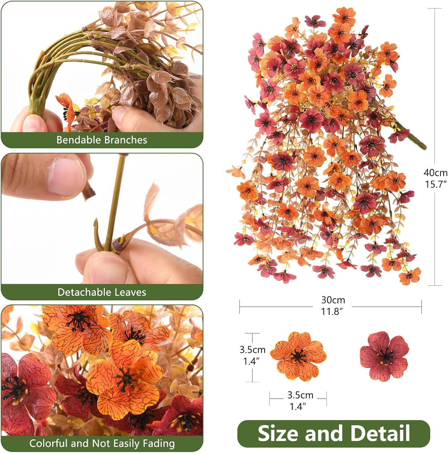 image:imageArtificial Faux Flowers Plants for Outdoor Spring Summer Decoration 2 PCS Fake Silk Daisy Flowers No Fade UV Resistant Realistic for Outside Home Planter Porch Patio Balcony Yard Decor Blue PurpleOrange Brown