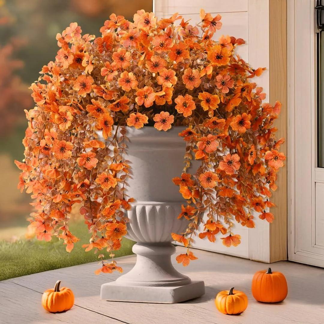image:imageArtificial Faux Flowers Plants for Outdoor Spring Summer Decoration 2 PCS Fake Silk Daisy Flowers No Fade UV Resistant Realistic for Outside Home Planter Porch Patio Balcony Yard Decor Blue PurpleOrange