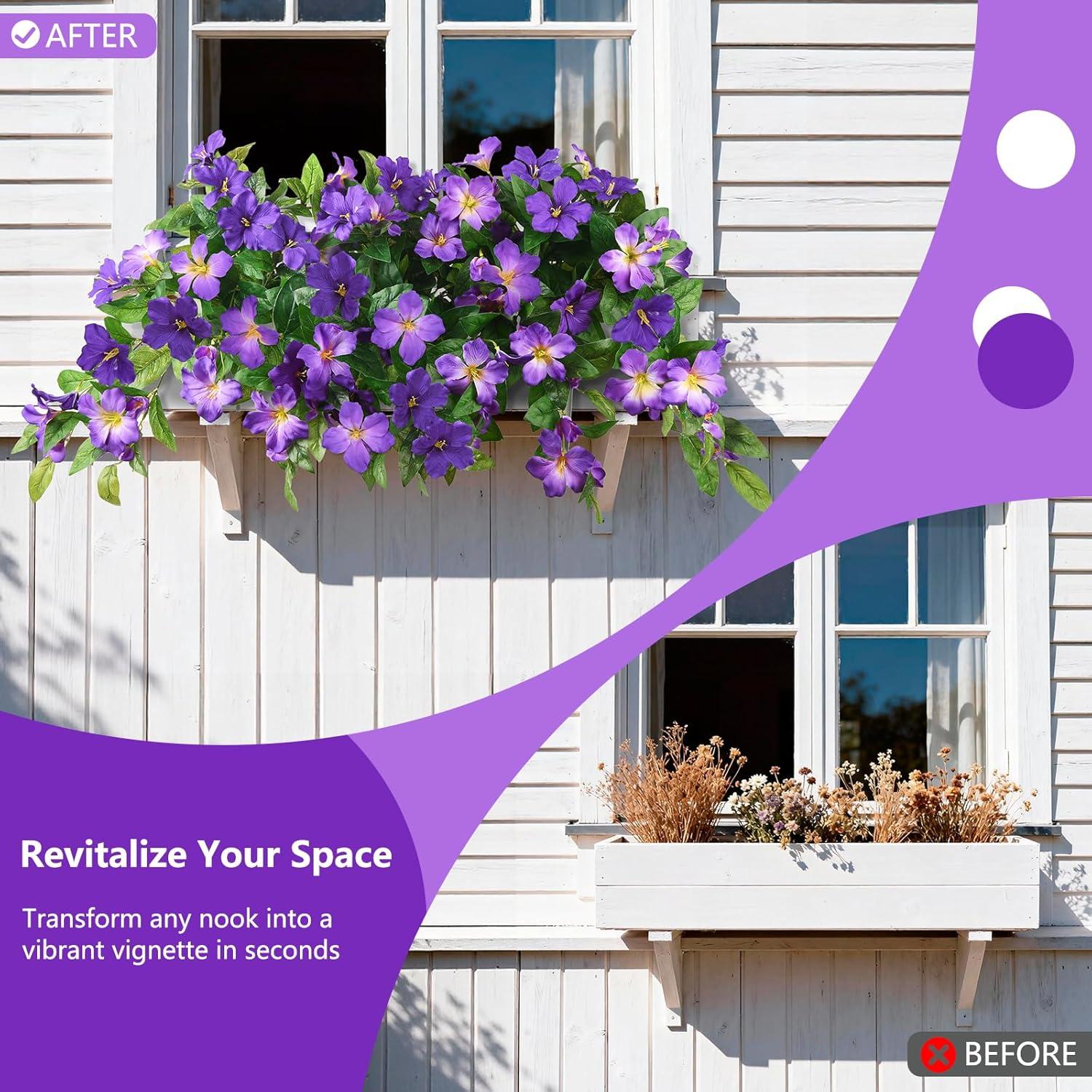 image:imageHomsunny Artificial Fake Flowers Plants Outdoor 2PCS Realistic Faux Silk Flowers UV Resistant Fake Outdoor Flowers for Spring Outside Porch Garden and Home Patio Yard Decor Light Purple RedDeep Purple Light Purple