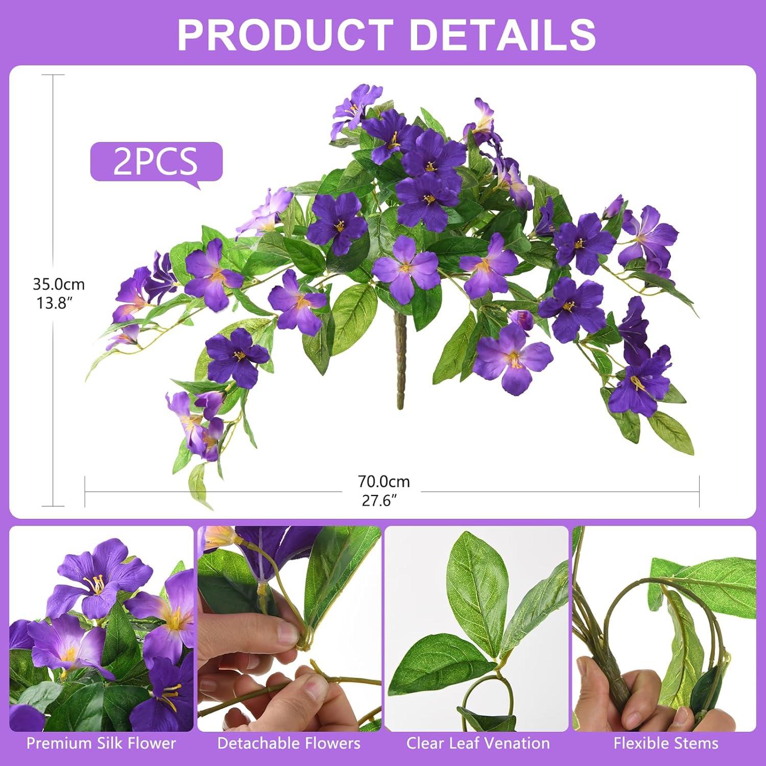 image:imageHomsunny Artificial Fake Flowers Plants Outdoor 2PCS Realistic Faux Silk Flowers UV Resistant Fake Outdoor Flowers for Spring Outside Porch Garden and Home Patio Yard Decor Light Purple RedDeep Purple Light Purple