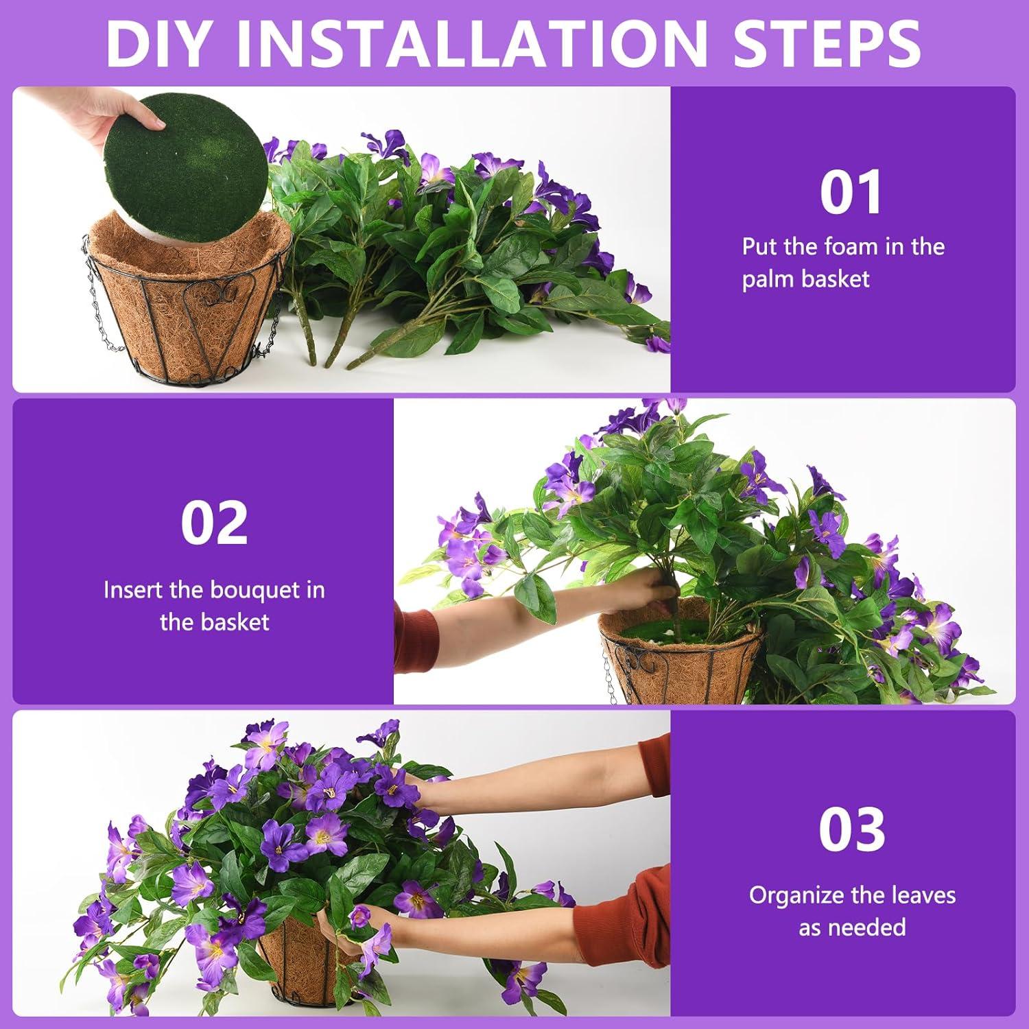 image:imageHomsunny Artificial Fake Flowers Plants Outdoor 2PCS Realistic Faux Silk Flowers UV Resistant Fake Outdoor Flowers for Spring Outside Porch Garden and Home Patio Yard Decor Light Purple RedDeep Purple Light Purple With Basket