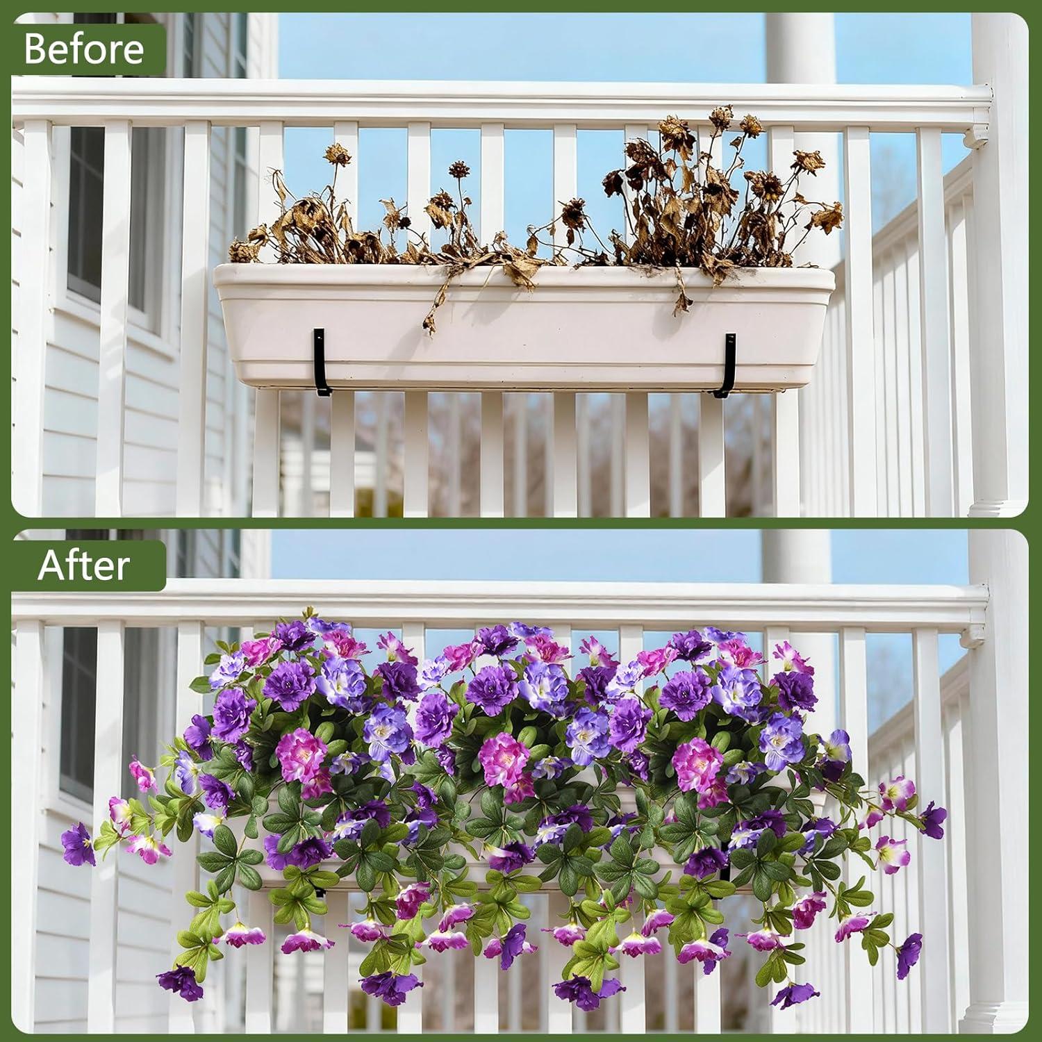 image:imageHomsunny Artificial Fake Flowers for Outdoor 2PCS Realistic Fake Outdoor Flowers Plants UV Resistant Silk Faux Flower for Outside Front Door Porch Planters Patio Yard Garden WindowA01 Purple Orchid