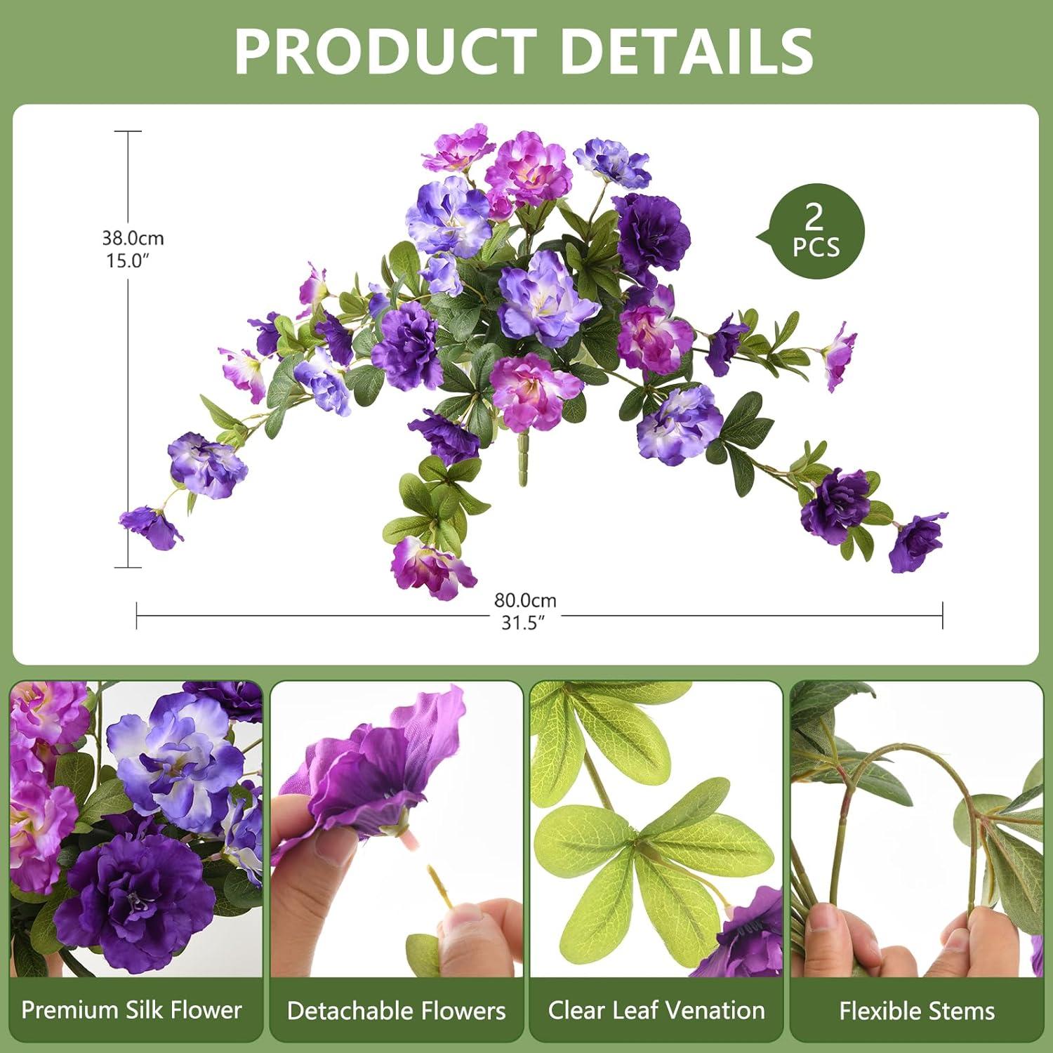 image:imageHomsunny Artificial Fake Flowers for Outdoor 2PCS Realistic Fake Outdoor Flowers Plants UV Resistant Silk Faux Flower for Outside Front Door Porch Planters Patio Yard Garden WindowA01 Purple Orchid