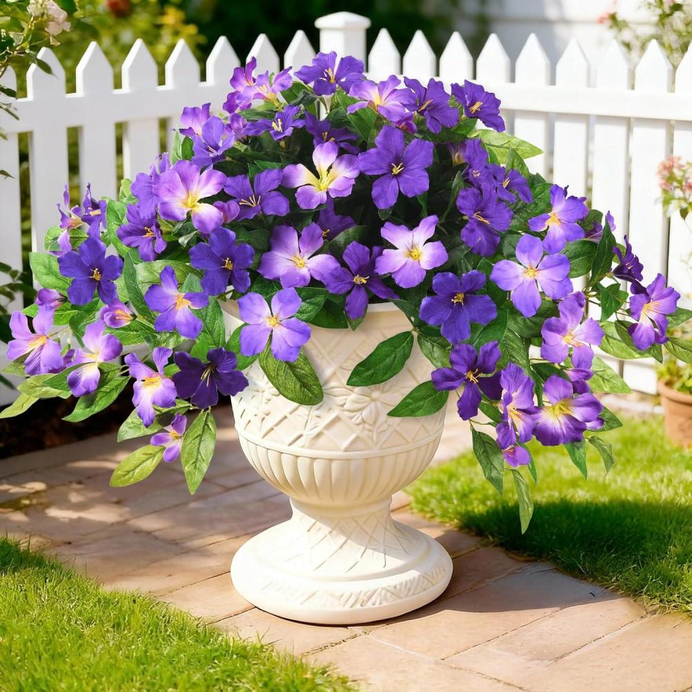 image:imageHomsunny Artificial Fake Flowers Plants Outdoor 2PCS Realistic Faux Silk Flowers UV Resistant Fake Outdoor Flowers for Spring Outside Porch Garden and Home Patio Yard Decor Light Purple RedDeep Purple Light Purple