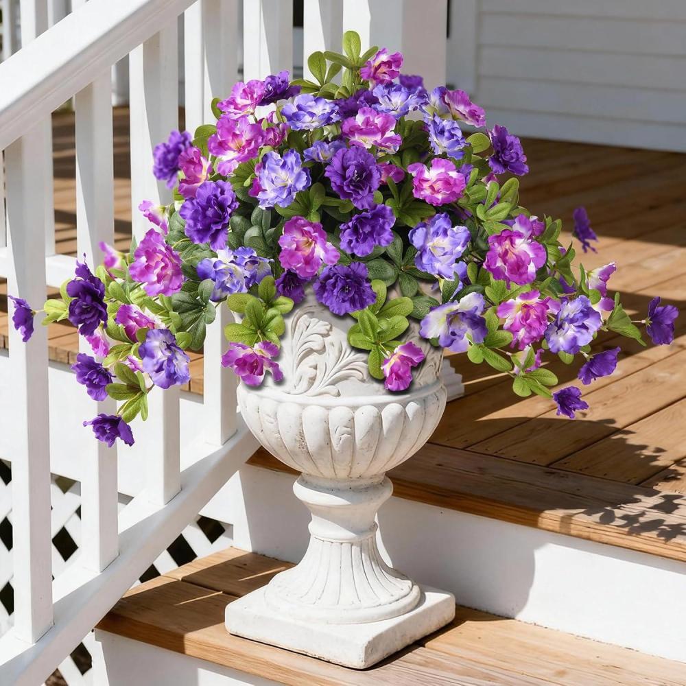 image:imageHomsunny Artificial Fake Flowers for Outdoor 2PCS Realistic Fake Outdoor Flowers Plants UV Resistant Silk Faux Flower for Outside Front Door Porch Planters Patio Yard Garden WindowA01 Purple Orchid