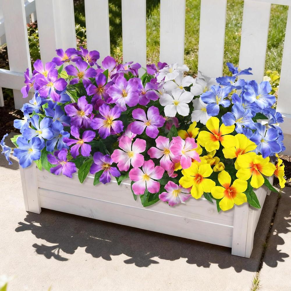 image:imageHomsunny Artificial Flowers for Outdoor 6PCS Fake Silk Flowers UV Resistant Realistic Faux Plants Flowers for Front Door Porch Planter Patio Yard Garden Spring DecorDeep Purplebluelight Purplepinkwhiteyellow